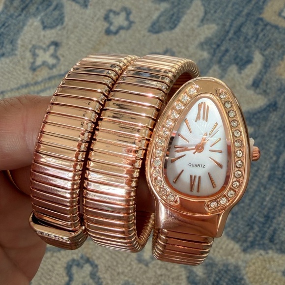 Anthropologie Accessories - Rose Gold Coil Wrap Quartz Watch with Crystal Accents